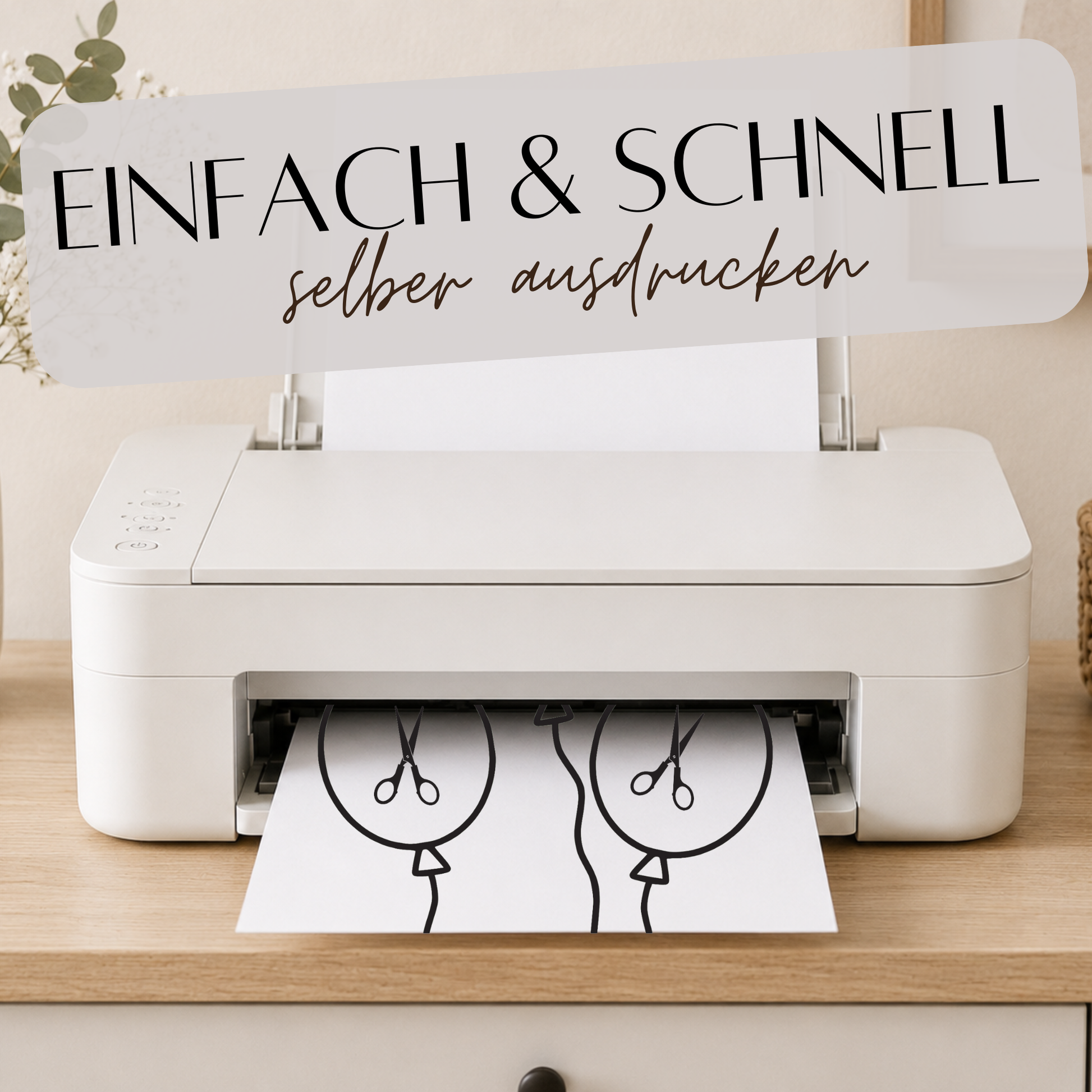 Geldgeschenk zum 60. Geburtstag als Printable mit Luftballons für Geldscheine, moderne Geburtstagsvorlage in Beige und Schwarz zum Ausdrucken als Digital Download