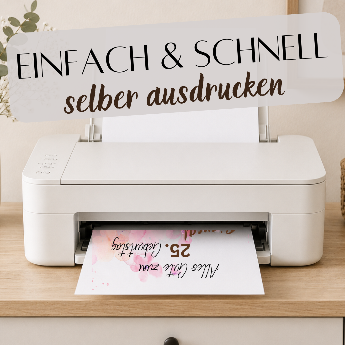 Personalisiertes Geldgeschenk zum Geburtstag als Printable PDF mit Shopping Motiv, Mädchen mit Einkaufstaschen, rosa Aquarell Hintergrund, Name und Alter individuell anpassbar, DIN A4 Digital Download zum Ausdrucken