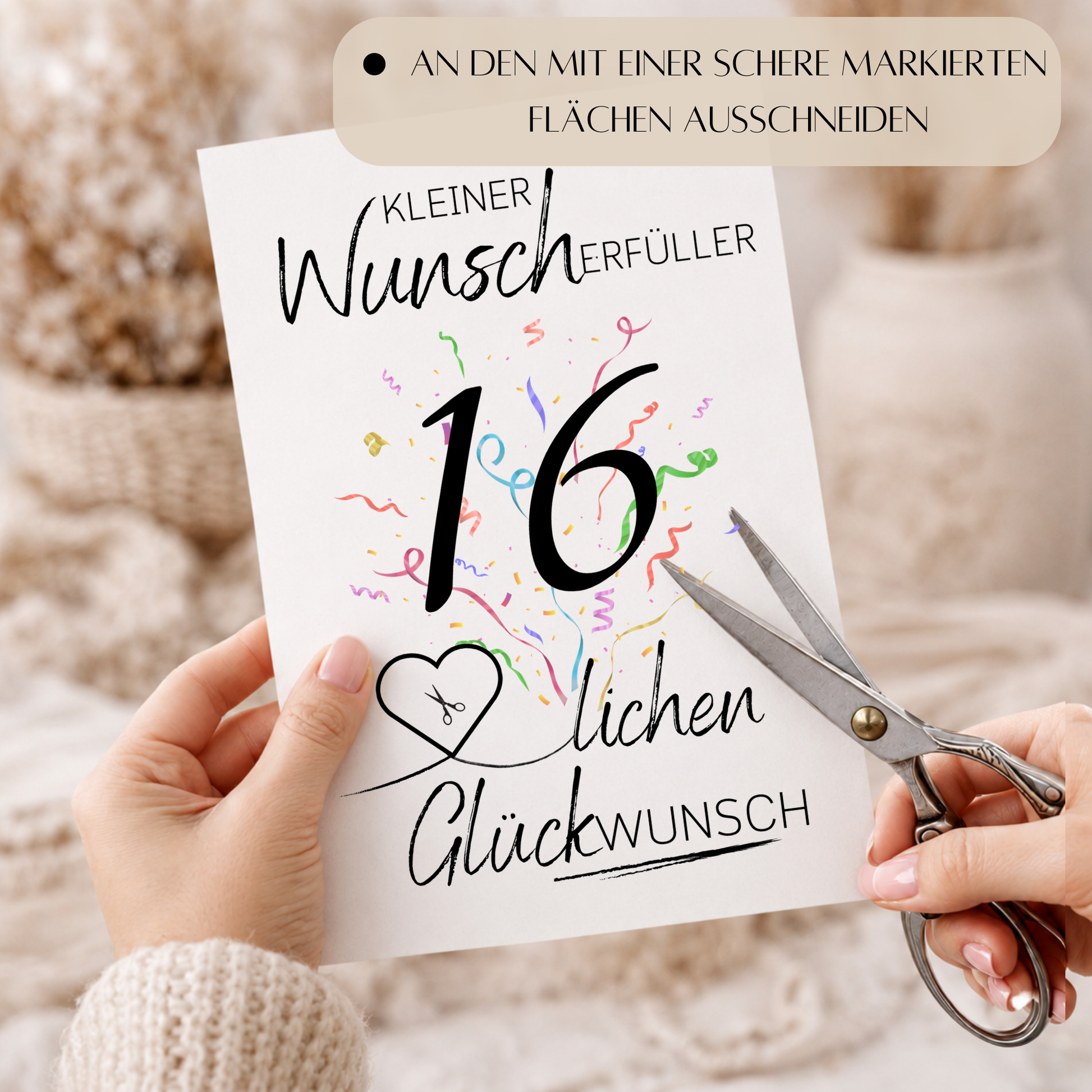 an den mit einer Schere markierten Flächen ausschneiden