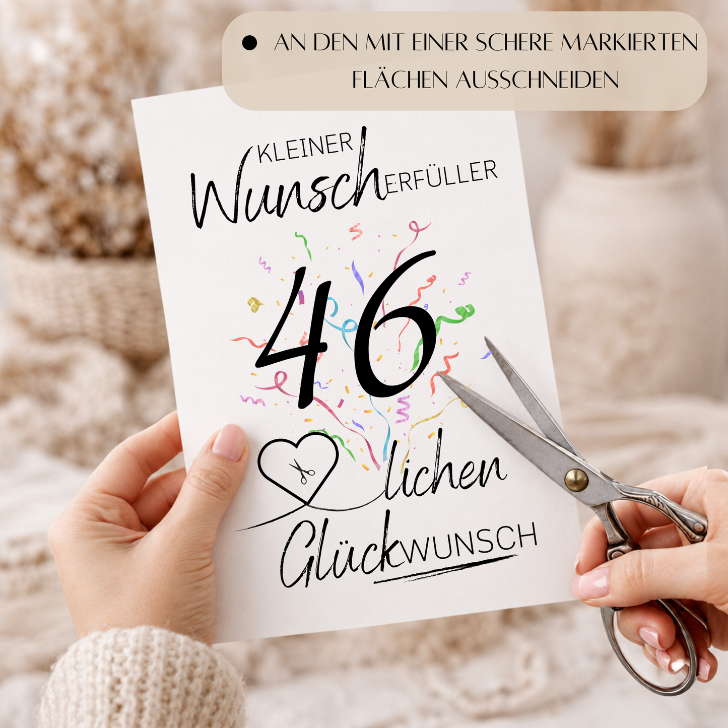 Dieses Printable eignet sich ideal für Männer und Frauen zum 46. Geburtstag und macht aus einem einfachen Geldgeschenk eine liebevolle und dekorative Überraschung.