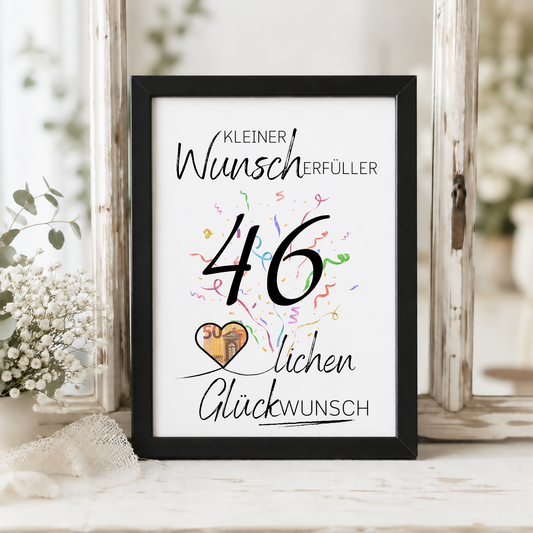 Dieses Printable eignet sich ideal für Männer und Frauen zum 46. Geburtstag und macht aus einem einfachen Geldgeschenk eine liebevolle und dekorative Überraschung.