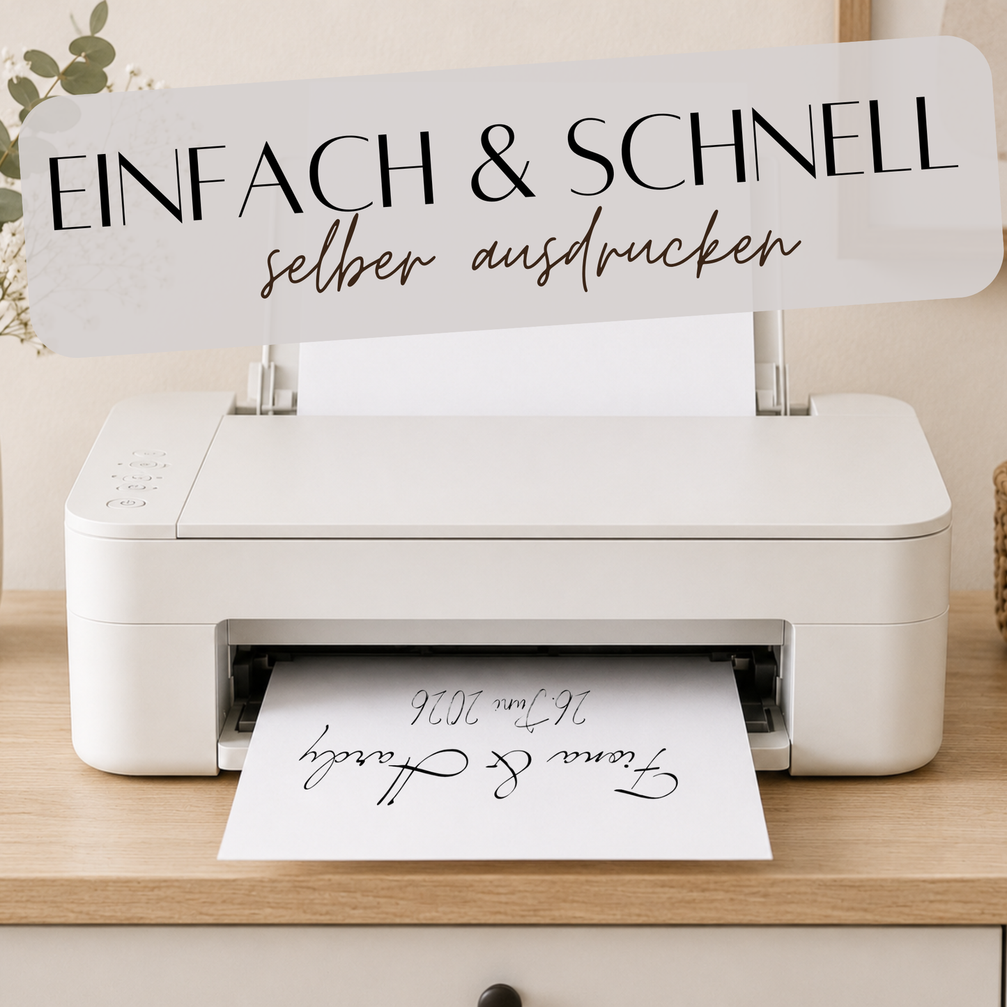 Personalisiertes Hochzeitsposter als Geldgeschenk mit blauem VW Käfer Oldtimer, Brautpaar, Namen und Hochzeitsdatum zum Ausdrucken im DIN A4 Format.
