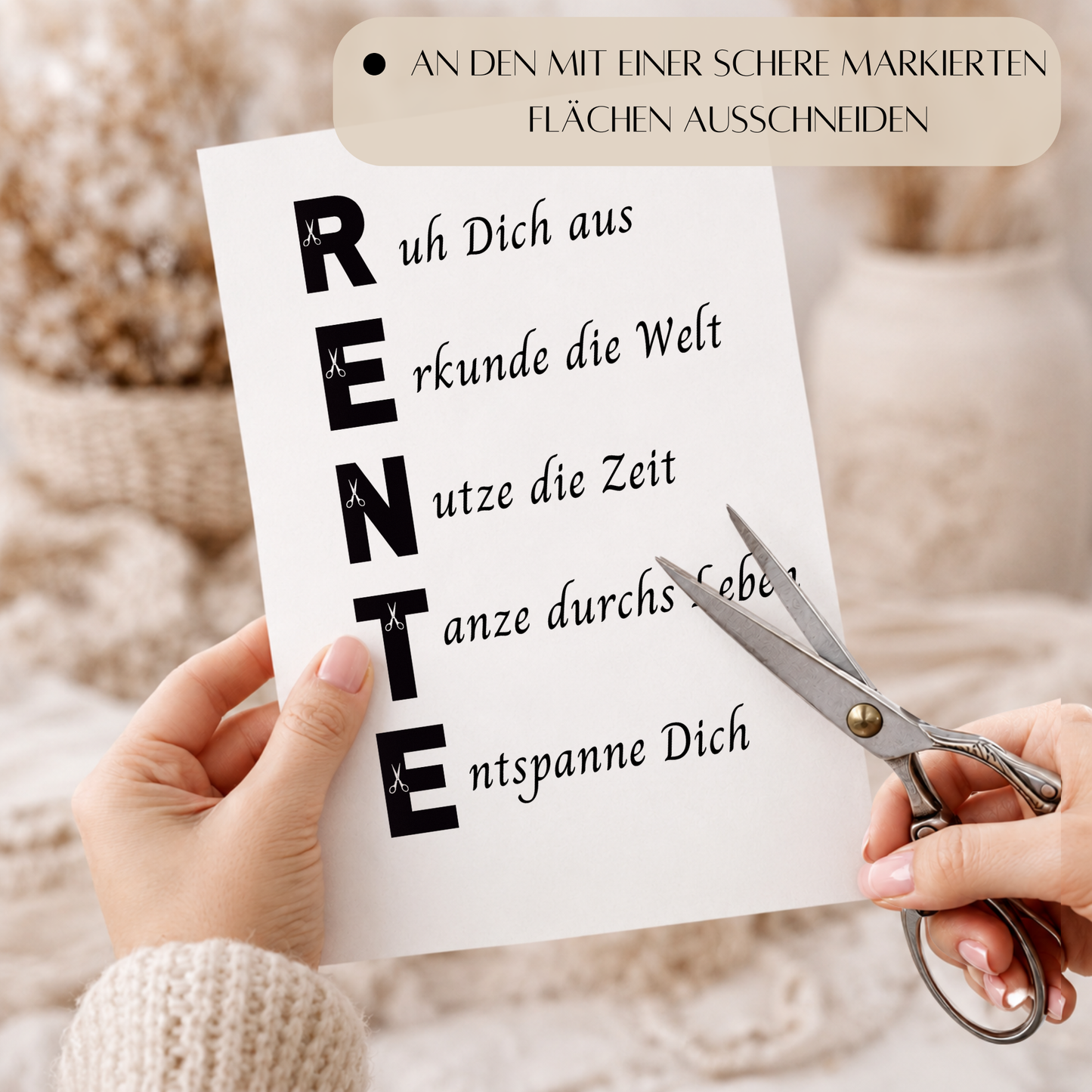 Geldgeschenk Rente Printable im Bilderrahmen mit Schriftzug RENTE und Sprüchen zum Ruhestand – Digital Download Geschenkidee zur Pensionierung DIN A4