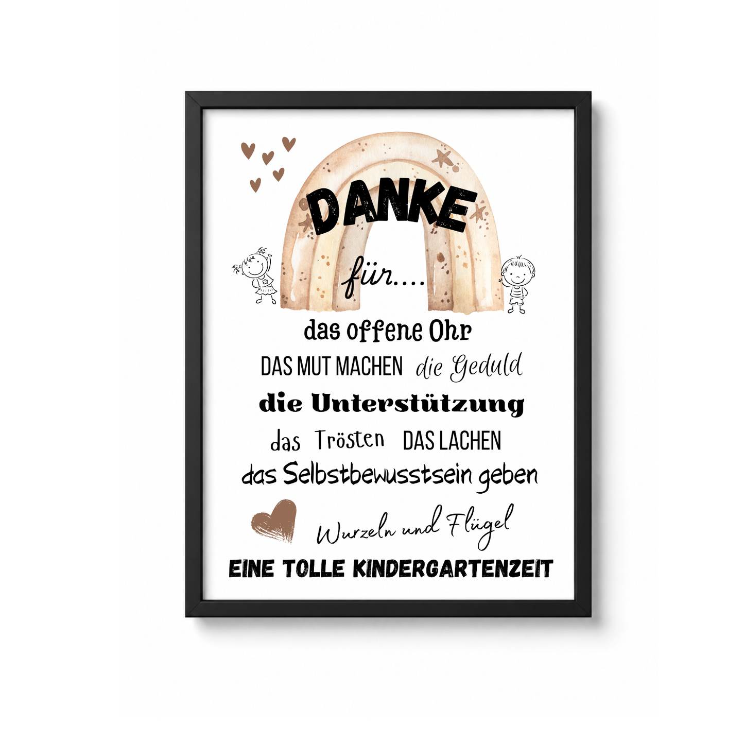 Abschied Erzieherin Poster mit Regenbogen im Boho Stil, Danke Kindergarten Printable als Digital Download zum Ausdrucken, Geschenkidee Kita Abschied DIN A4